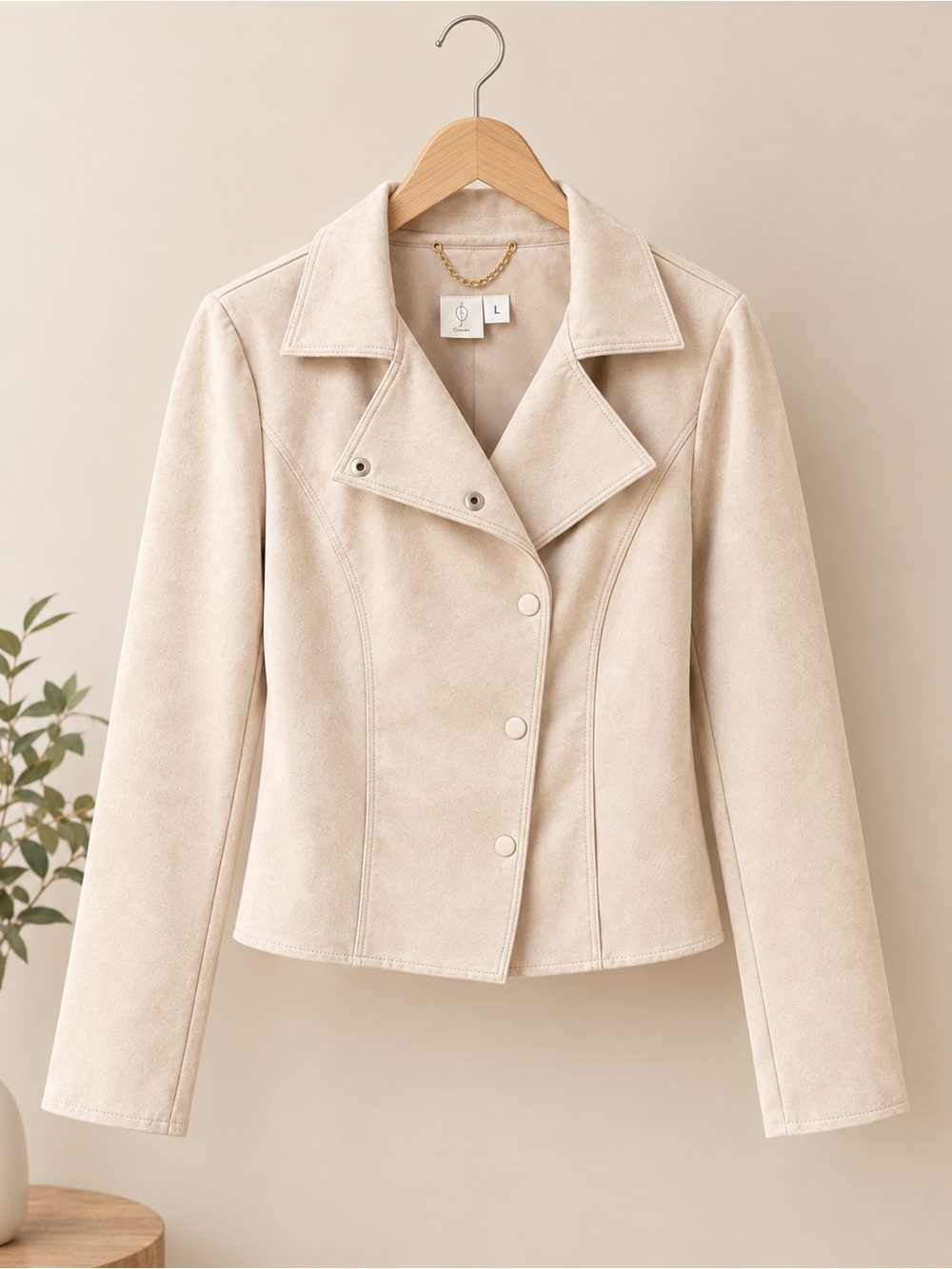 Joie Cream Suede Moto Jacket